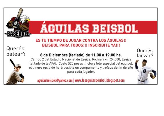 Torneo conta Las Aguilas Beisbol – 8 de Diciembre
